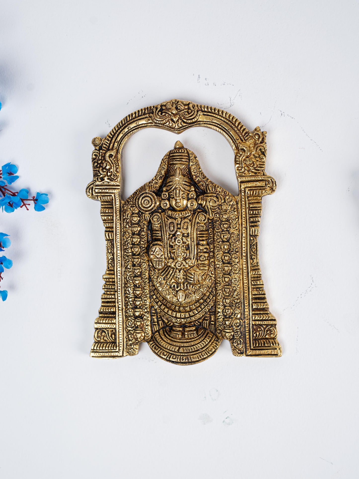 Brass Tirupati Balaji with Padmavathi Thayar Wall Hanging - 7 inch - WL5283
