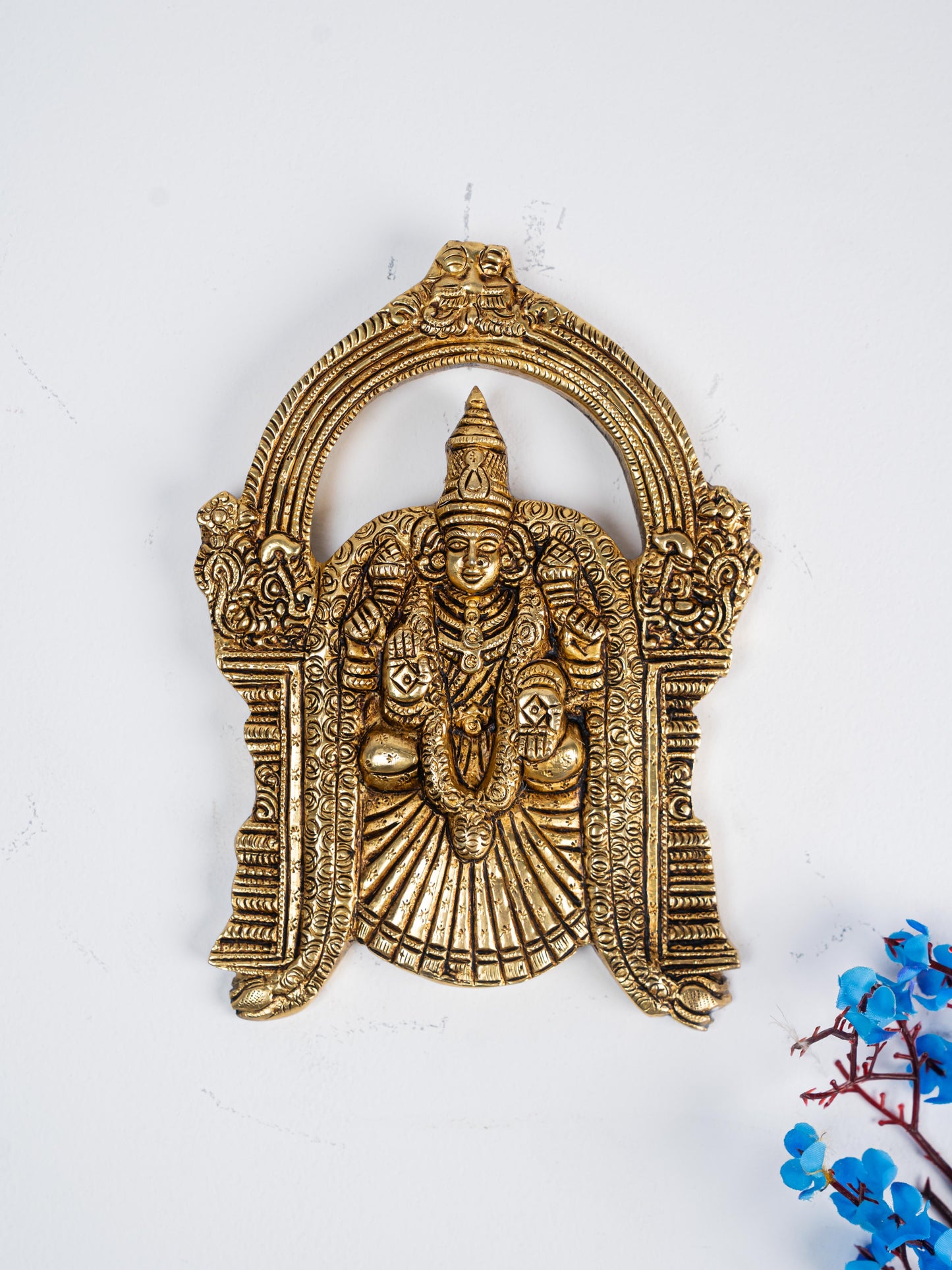 Brass Tirupati Balaji with Padmavathi Thayar Wall Hanging - 7 inch - WL5283