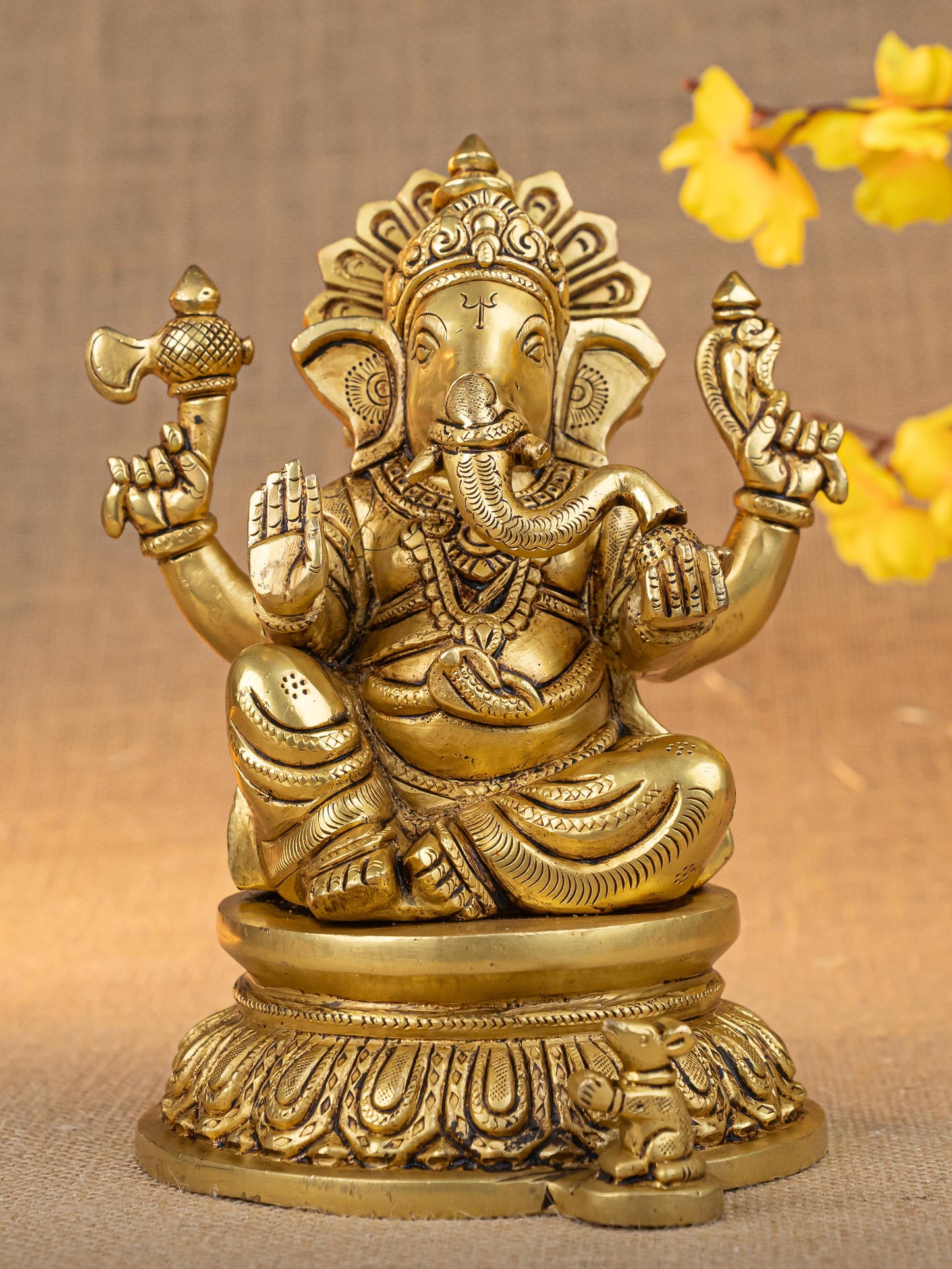 Brass Ganesha Idol - 7 inch - WL5285