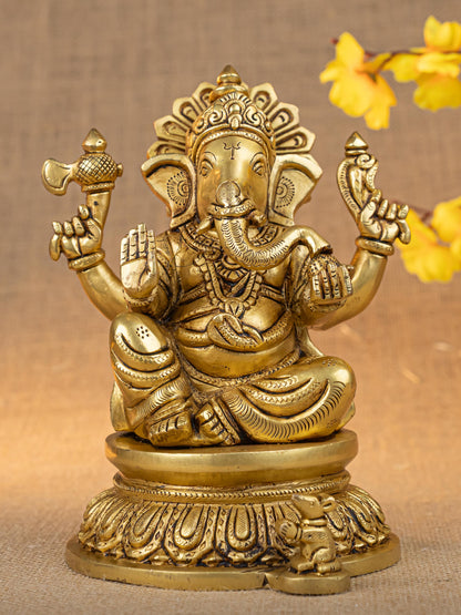 Brass Ganesha Idol - 7 inch - WL5285