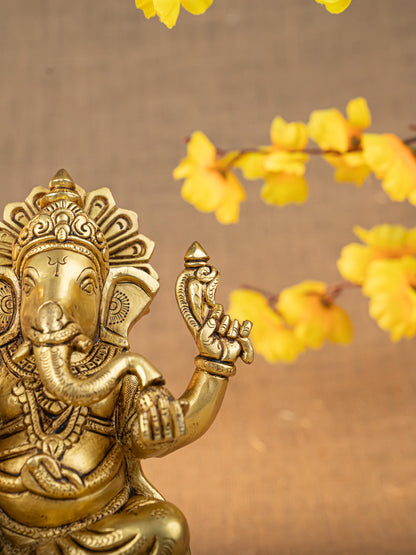 Brass Ganesha Idol - 7 inch - WL5285
