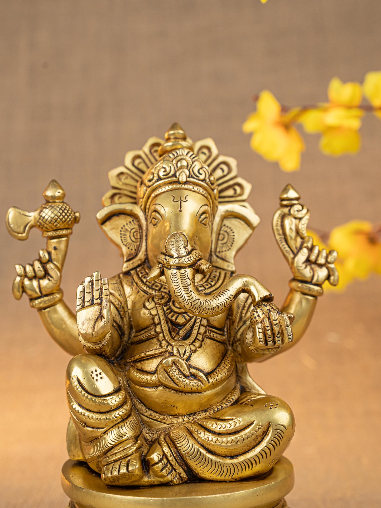 Brass Ganesha Idol - 7 inch - WL5285