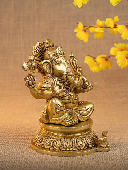 Brass Ganesha Idol - 7 inch - WL5285