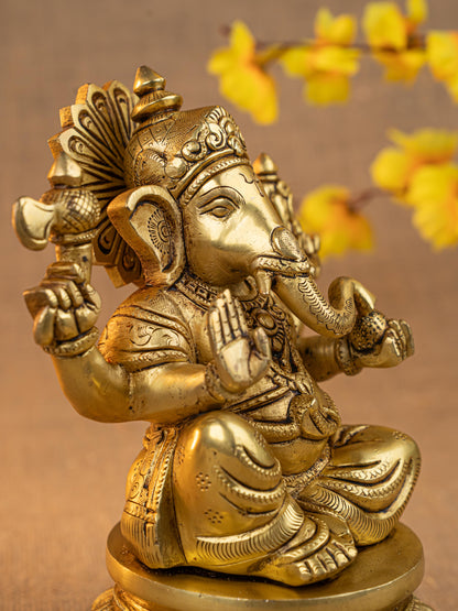 Brass Ganesha Idol - 7 inch - WL5285