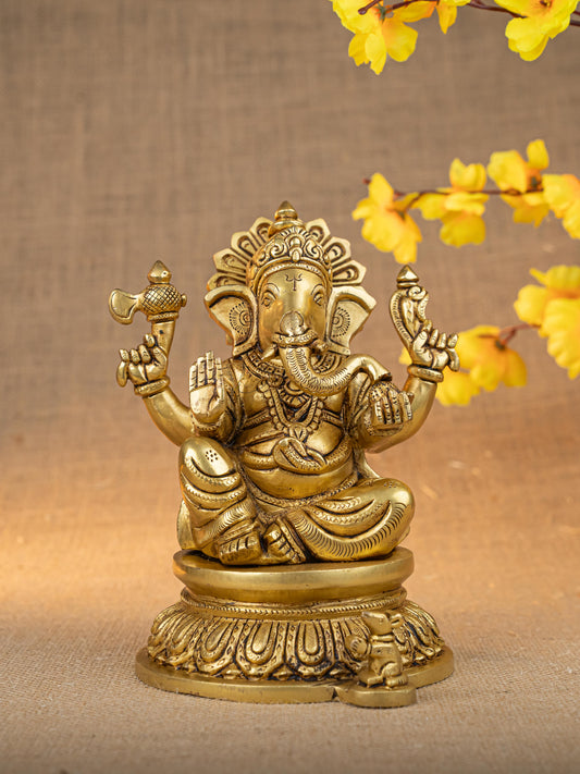 Brass Ganesha Idol - 7 inch - WL5285