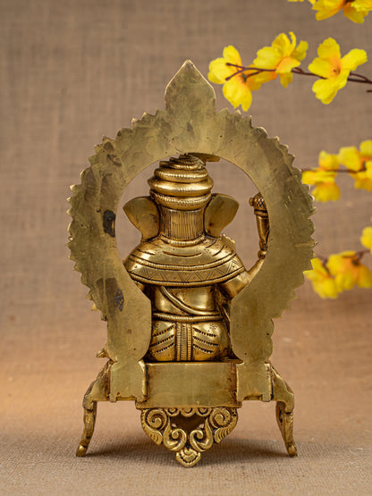 Brass Ganesha on Peetam - 10 inch - WL5286