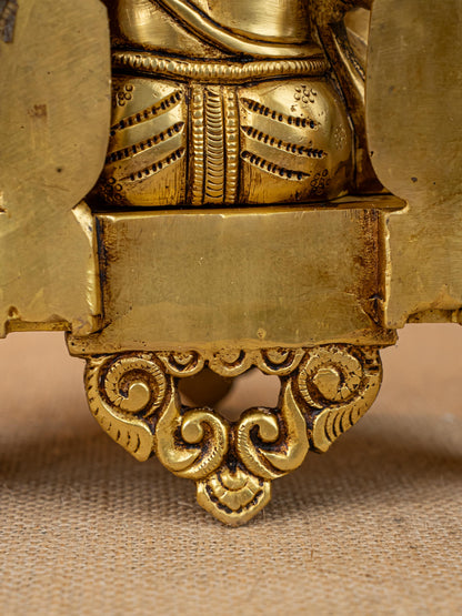Brass Ganesha on Peetam - 10 inch - WL5286