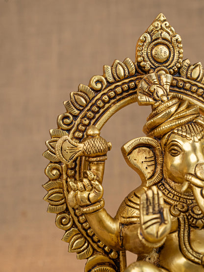 Brass Ganesha on Peetam - 10 inch - WL5286