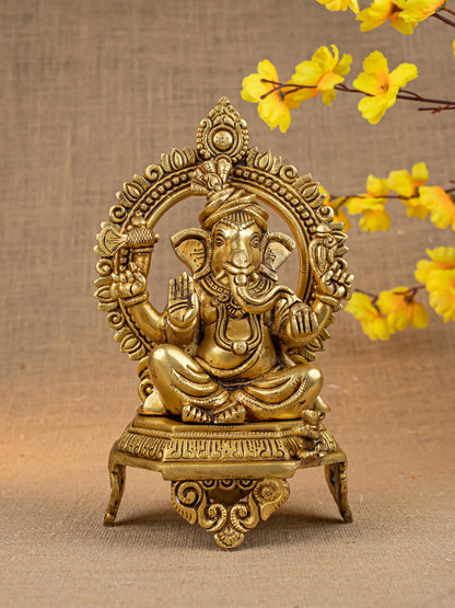 Brass Ganesha on Peetam - 10 inch - WL5286
