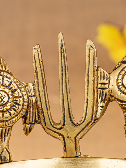 Brass Shanku Chakra Namah with Diya - 5 inch - WL5287
