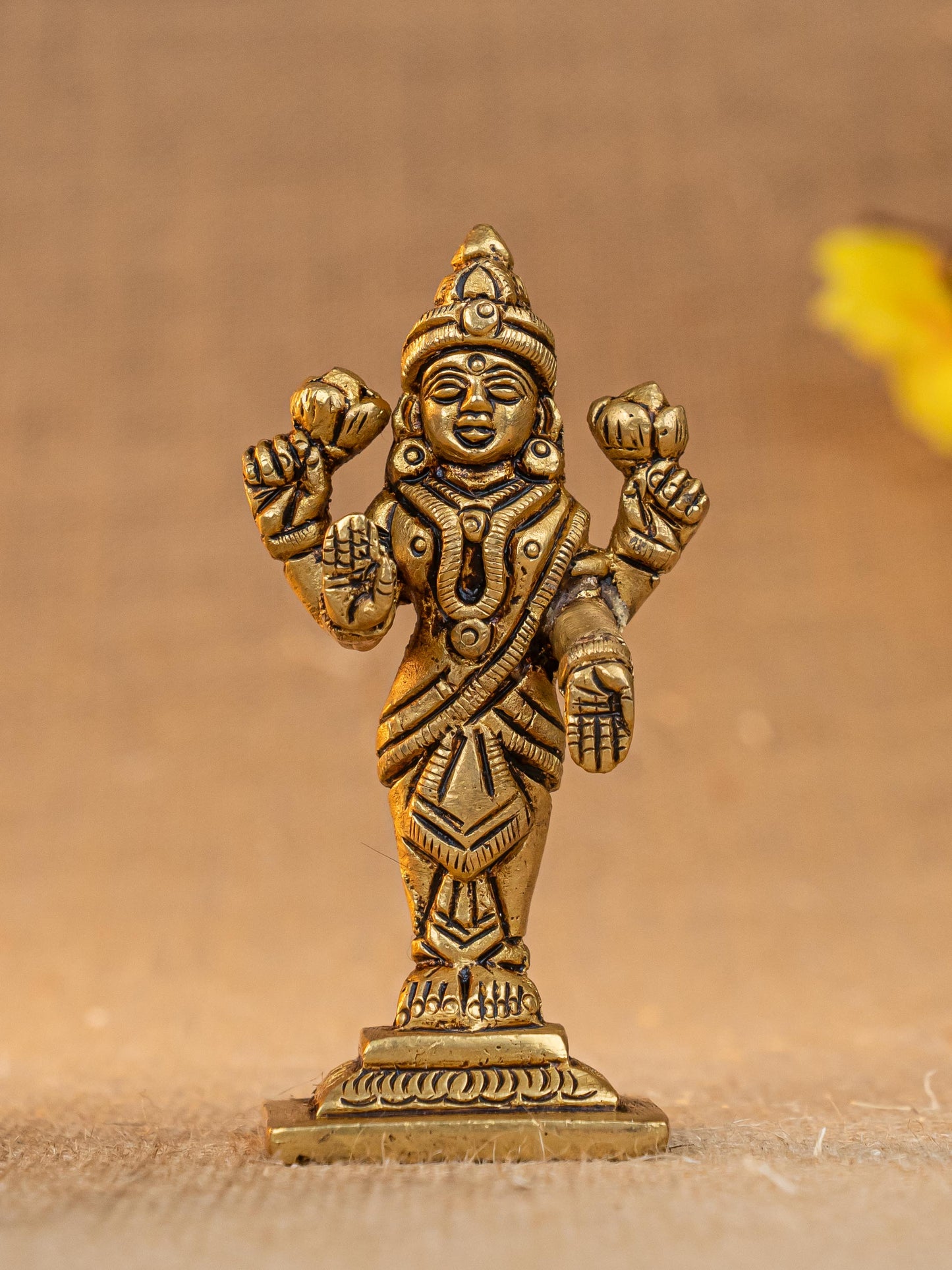 Brass Vishnu Lakshmi Idol - 4 inch - WL5289