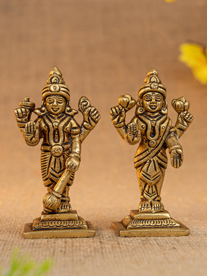Brass Vishnu Lakshmi Idol - 4 inch - WL5289