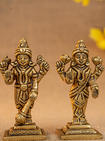 Brass Vishnu Lakshmi Idol - 4 inch - WL5289