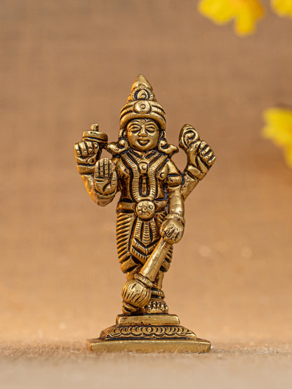 Brass Vishnu Lakshmi Idol - 4 inch - WL5289