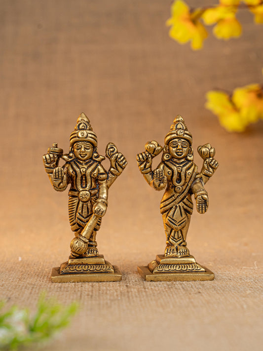 Brass Vishnu Lakshmi Idol - 4 inch - WL5289
