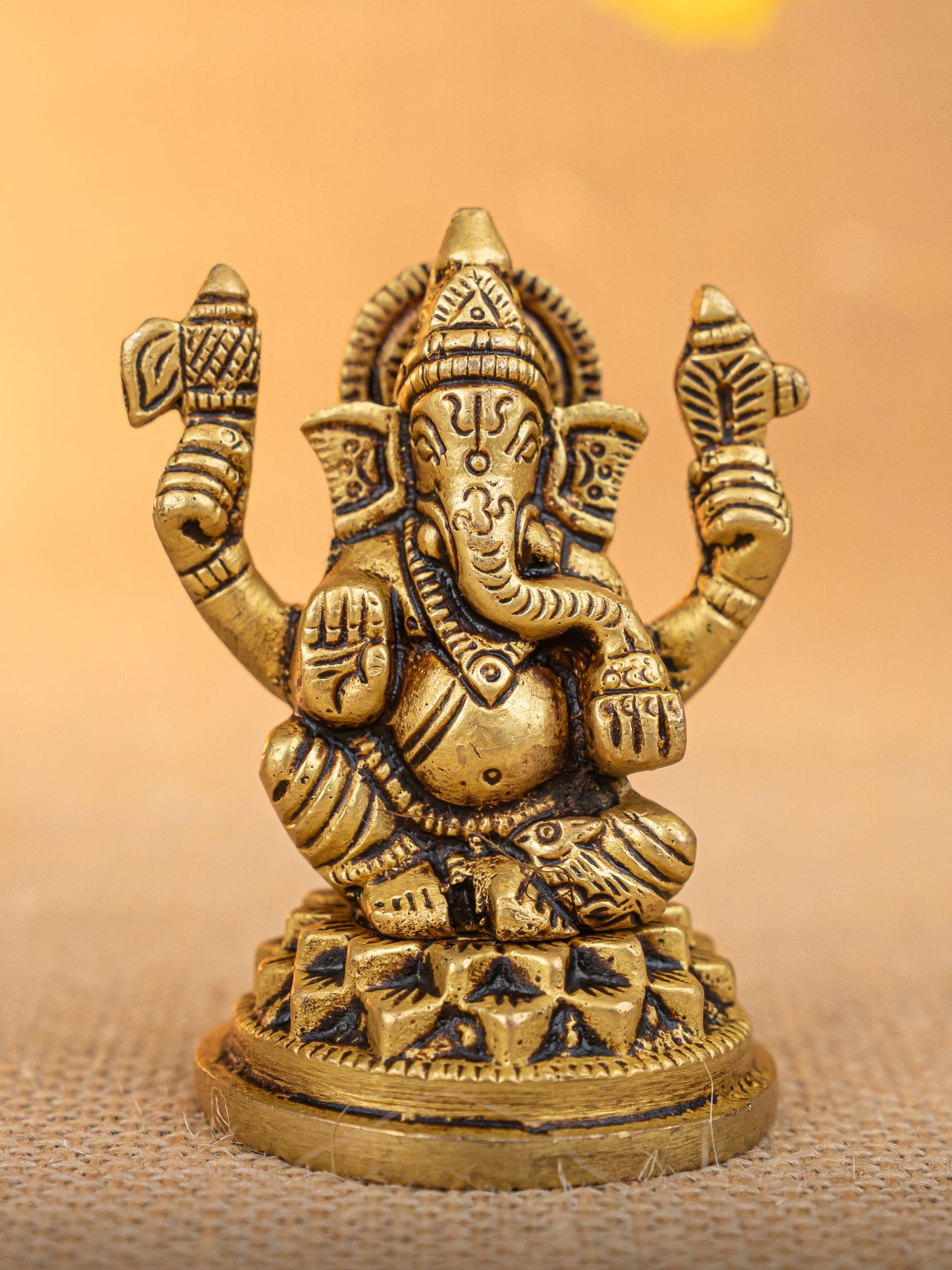 Brass Lakshmi Ganesha Idol - Set of 2 - 3 inch - WL5290