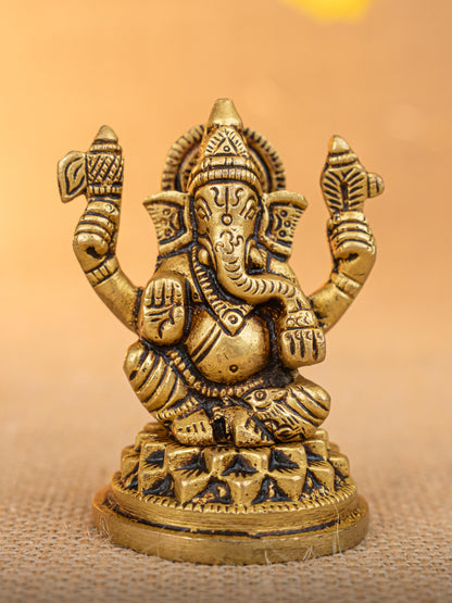 Brass Lakshmi Ganesha Idol - Set of 2 - 3 inch - WL5290
