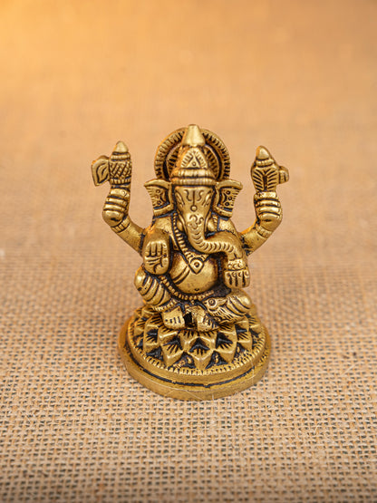 Brass Lakshmi Ganesha Idol - Set of 2 - 3 inch - WL5290