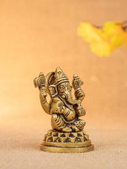 Brass Lakshmi Ganesha Idol - Set of 2 - 3 inch - WL5290