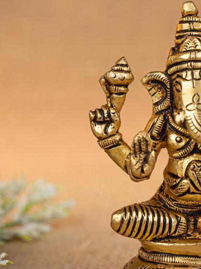 Brass Lakshmi Ganesha Saraswathi Idol - Set of 3 - 4 inch - WL5293