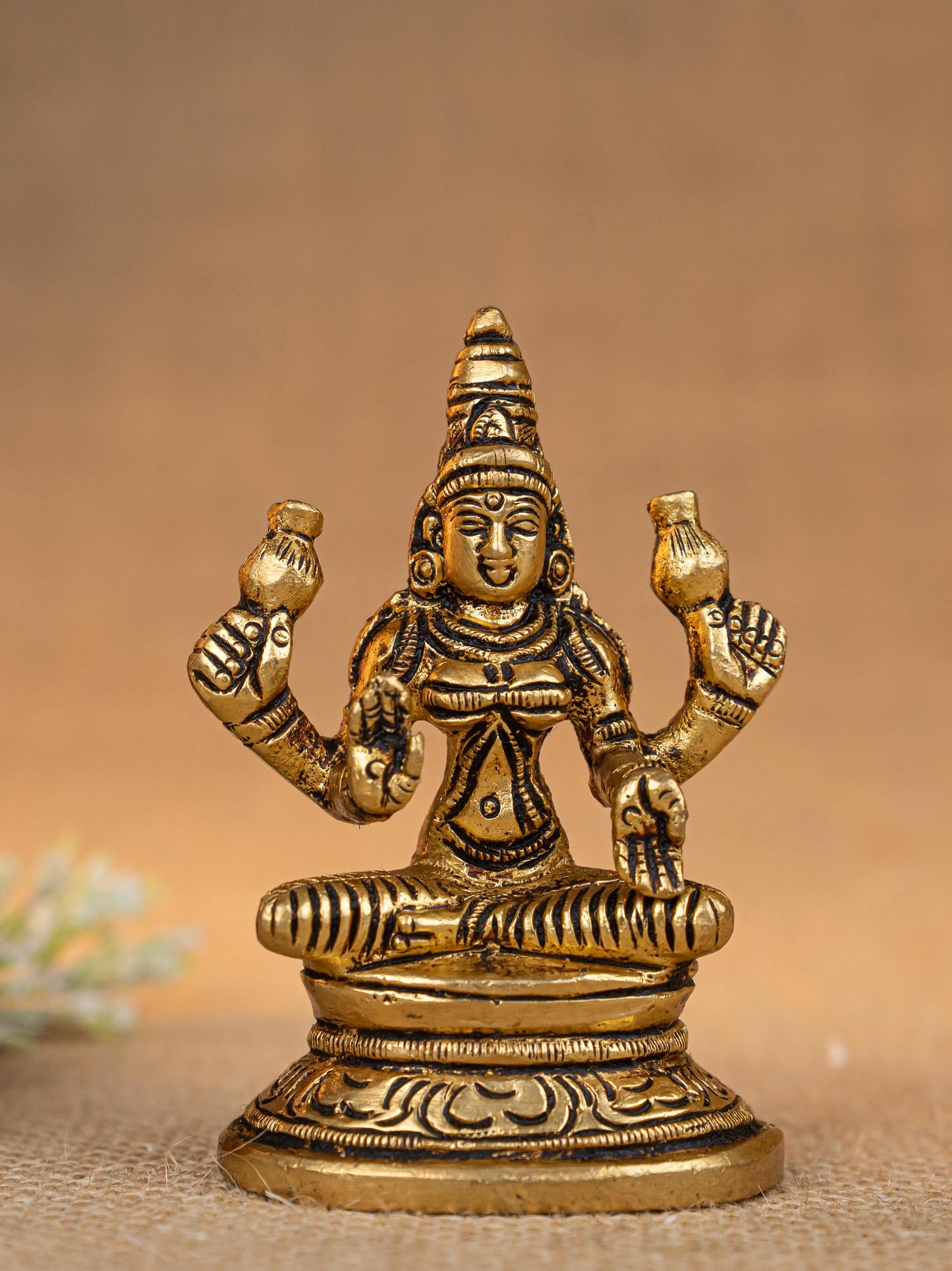 Brass Lakshmi Ganesha Saraswathi Idol - Set of 3 - 4 inch - WL5293