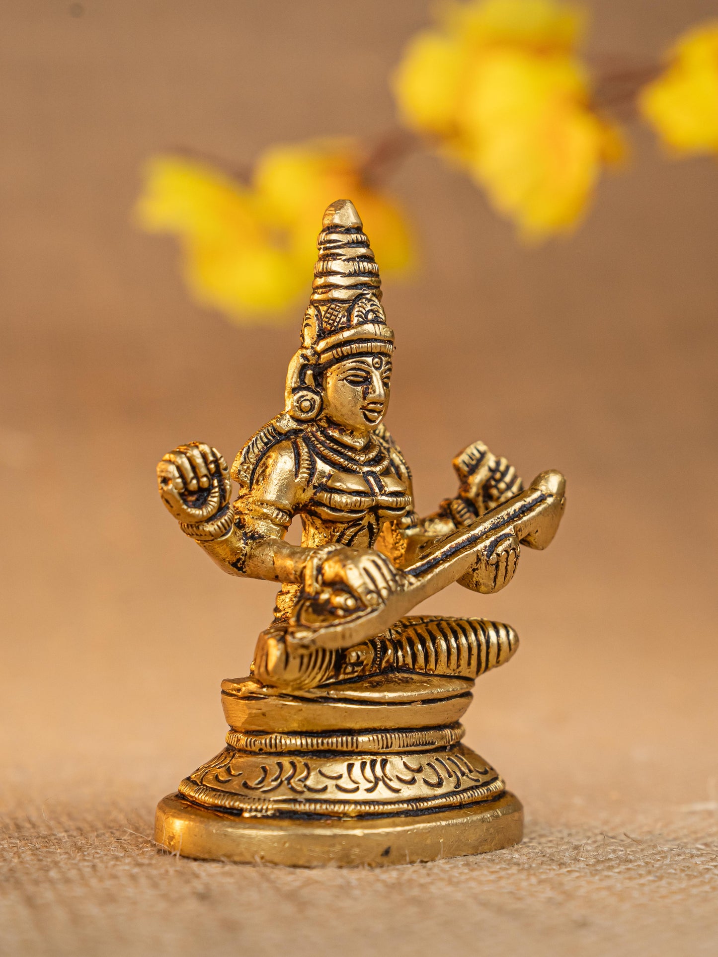 Brass Lakshmi Ganesha Saraswathi Idol - Set of 3 - 4 inch - WL5293