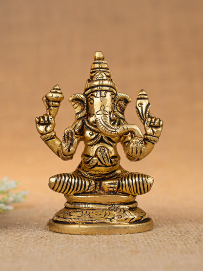 Brass Lakshmi Ganesha Saraswathi Idol - Set of 3 - 4 inch - WL5293