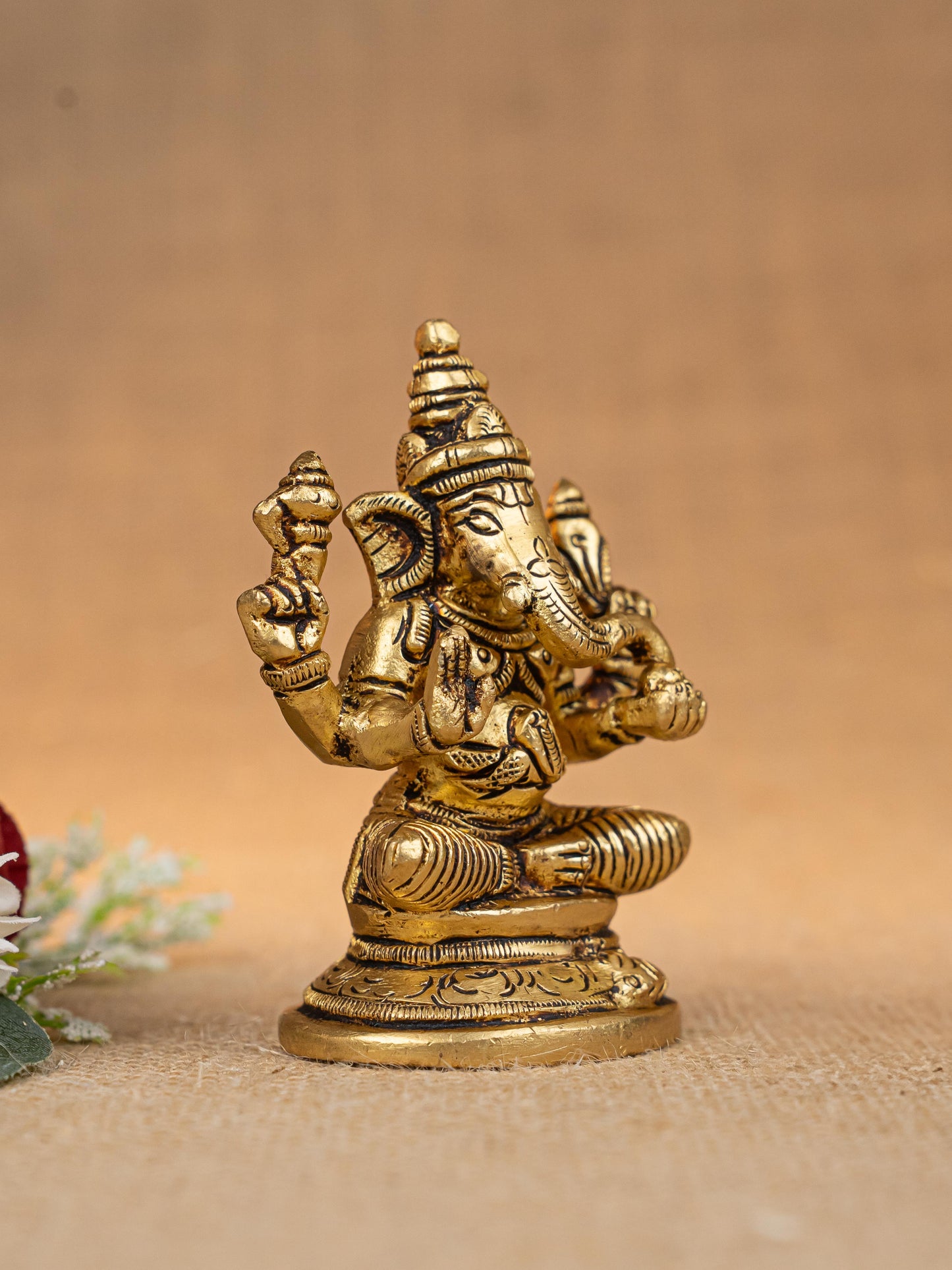 Brass Lakshmi Ganesha Saraswathi Idol - Set of 3 - 4 inch - WL5293