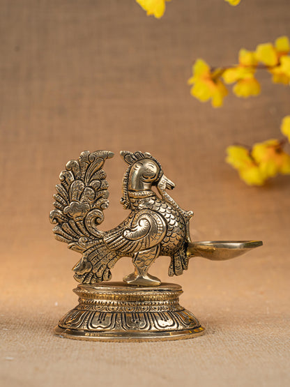 Brass Annapakshi with Diya - 5 inch - WL5299