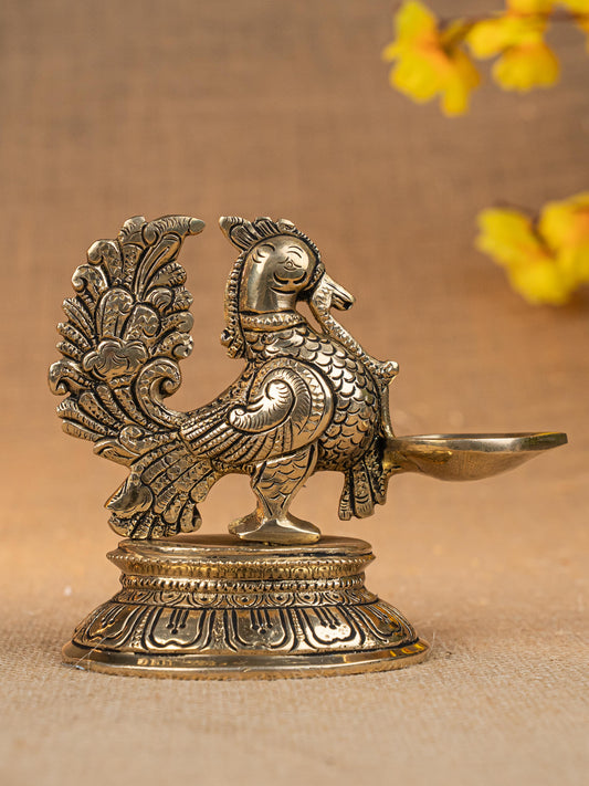 Brass Annapakshi with Diya - 5 inch - WL5299