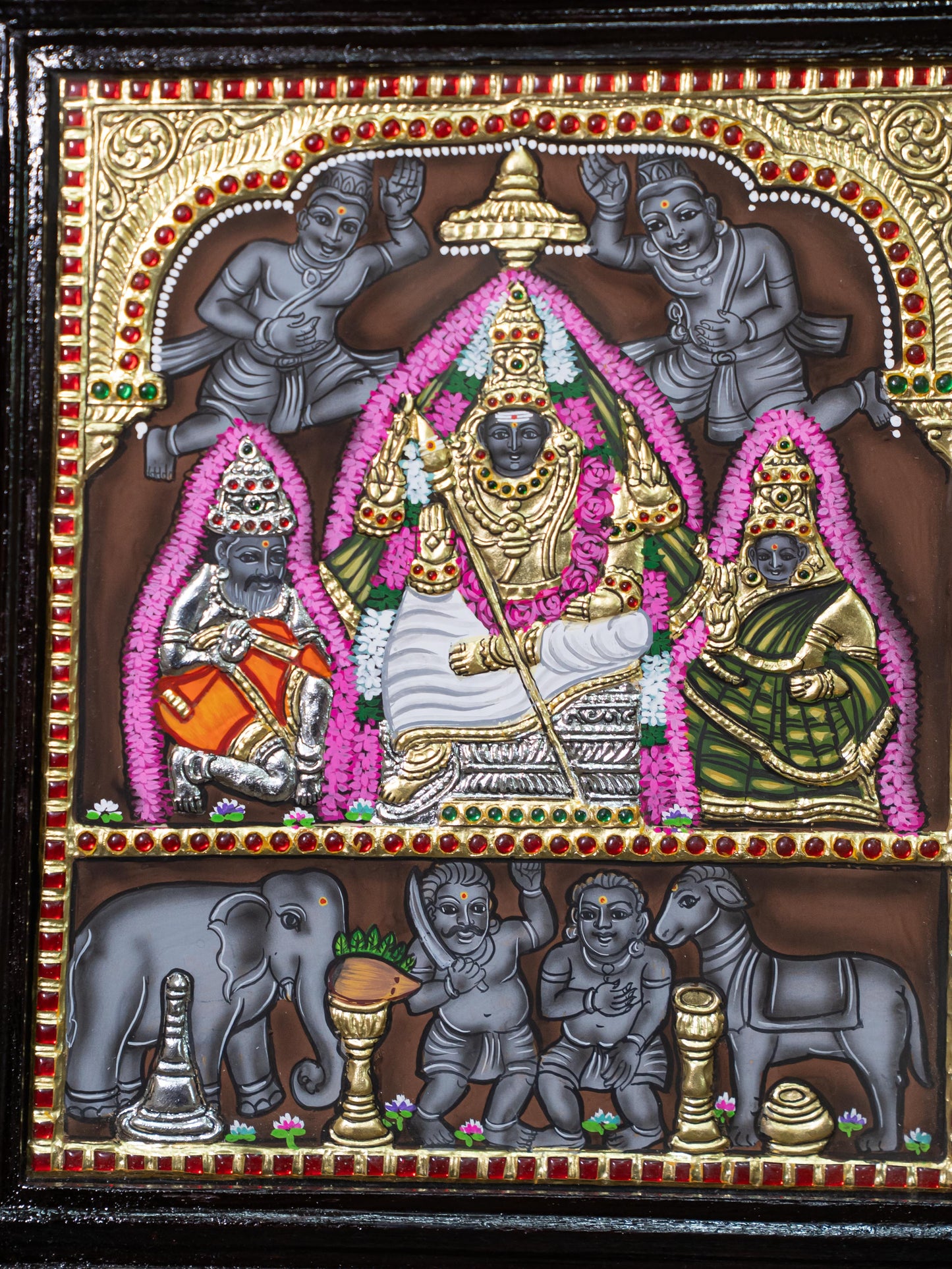 Tanjore Painting - Kundrathur Murugan - Flat (Gold Foil) - 12x10 inch - WL5312