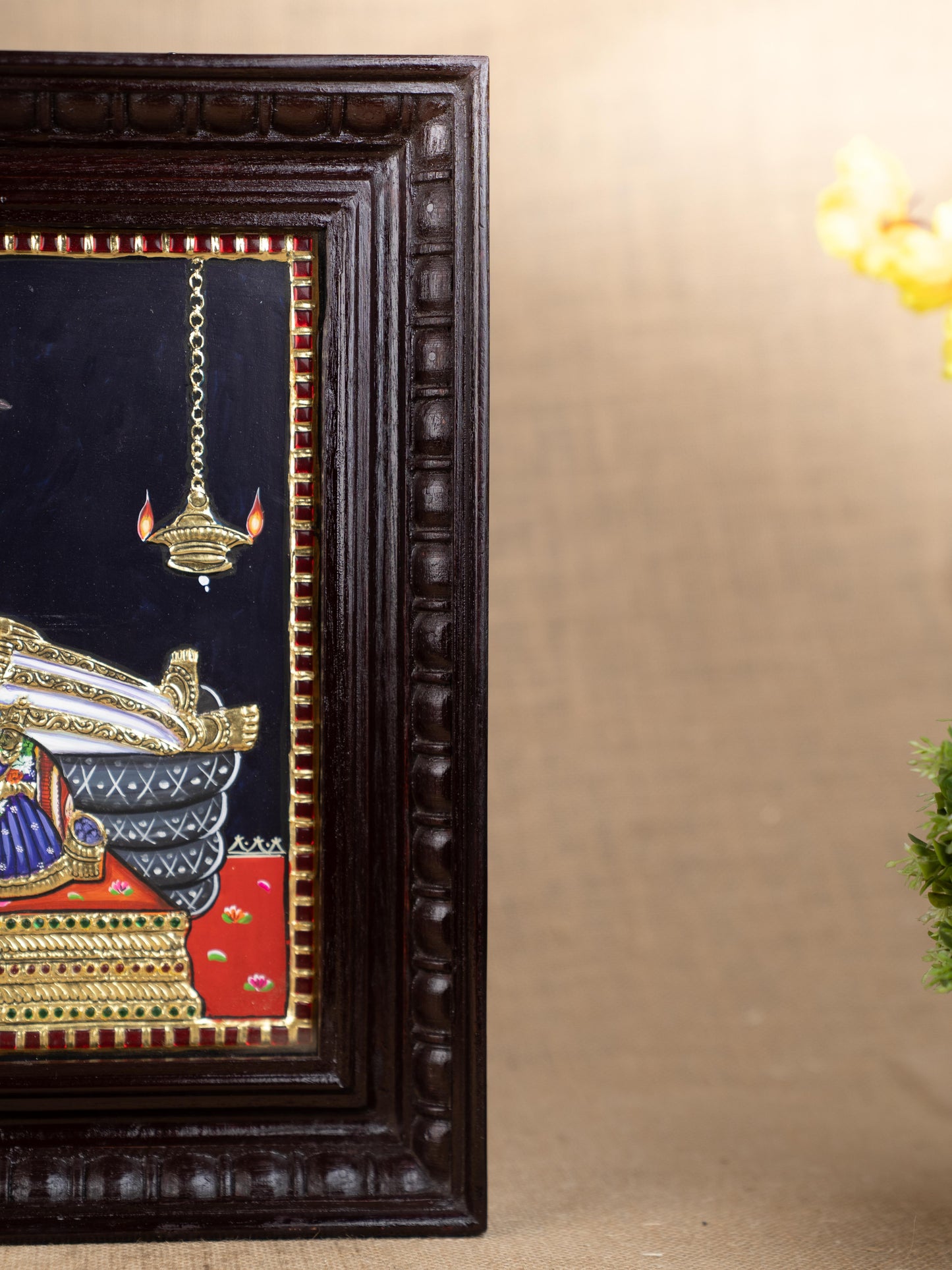 Tanjore Painting - Ranganathar - Flat (Gold Foil) - 15x12 inch - WL5330