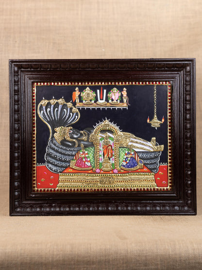 Tanjore Painting - Ranganathar - Flat (Gold Foil) - 15x12 inch - WL5330
