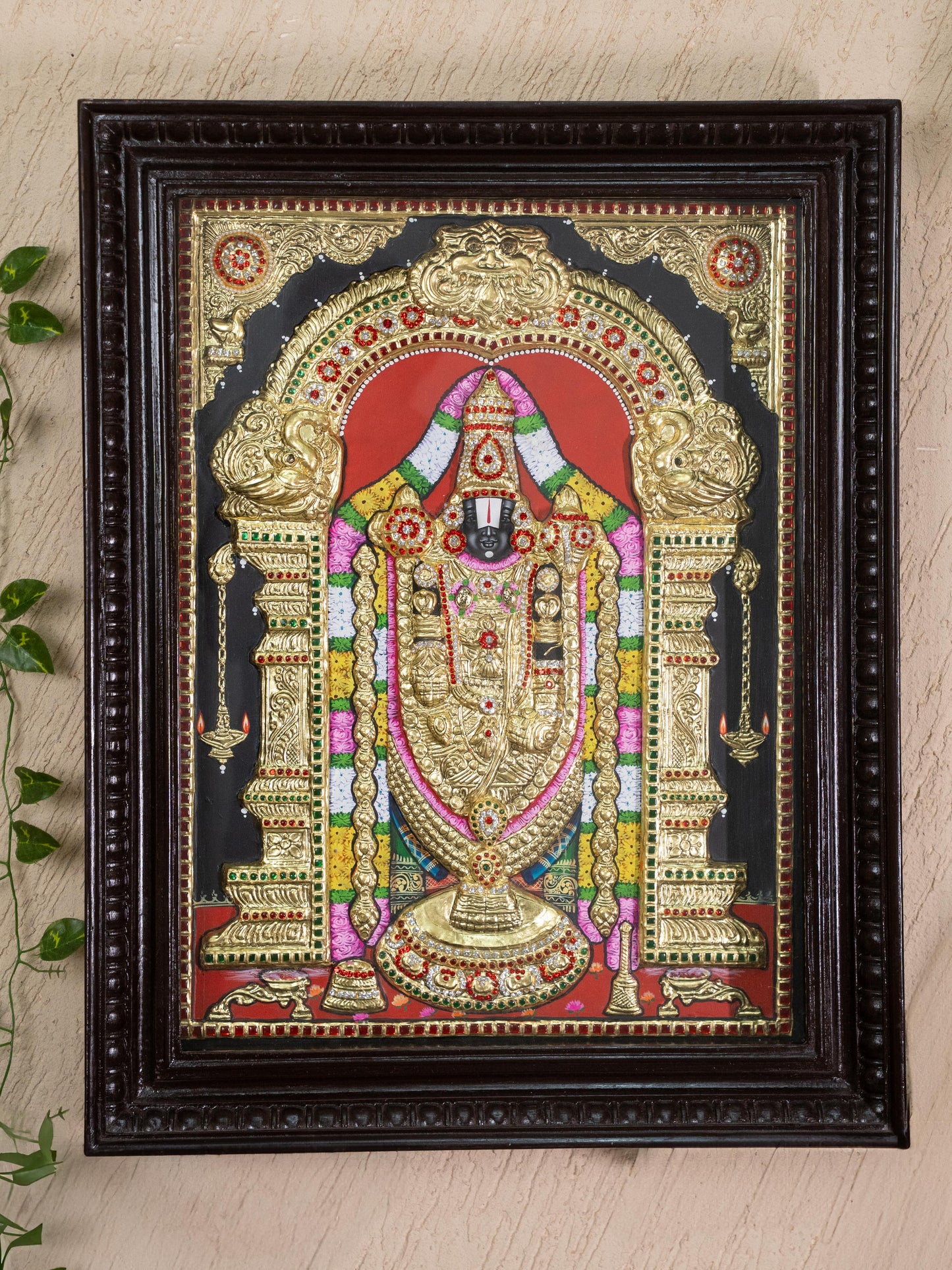 Tanjore Painting - Tirupathi Balaji - Semi Embossed - 24x18 inch - WL5335