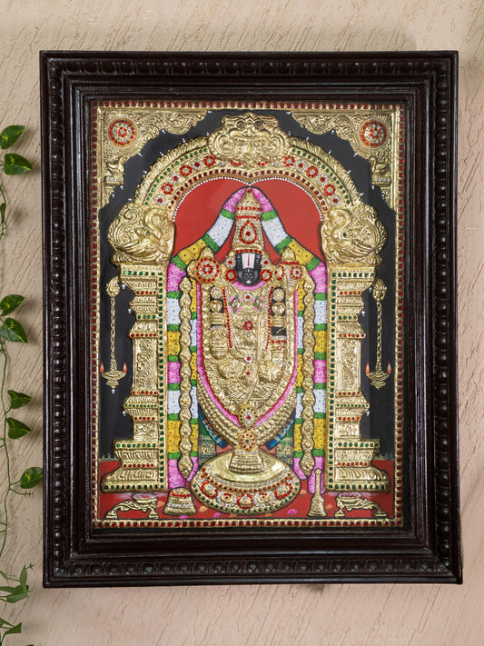 Tanjore Painting - Tirupathi Balaji - Semi Embossed - 24x18 inch - WL5335