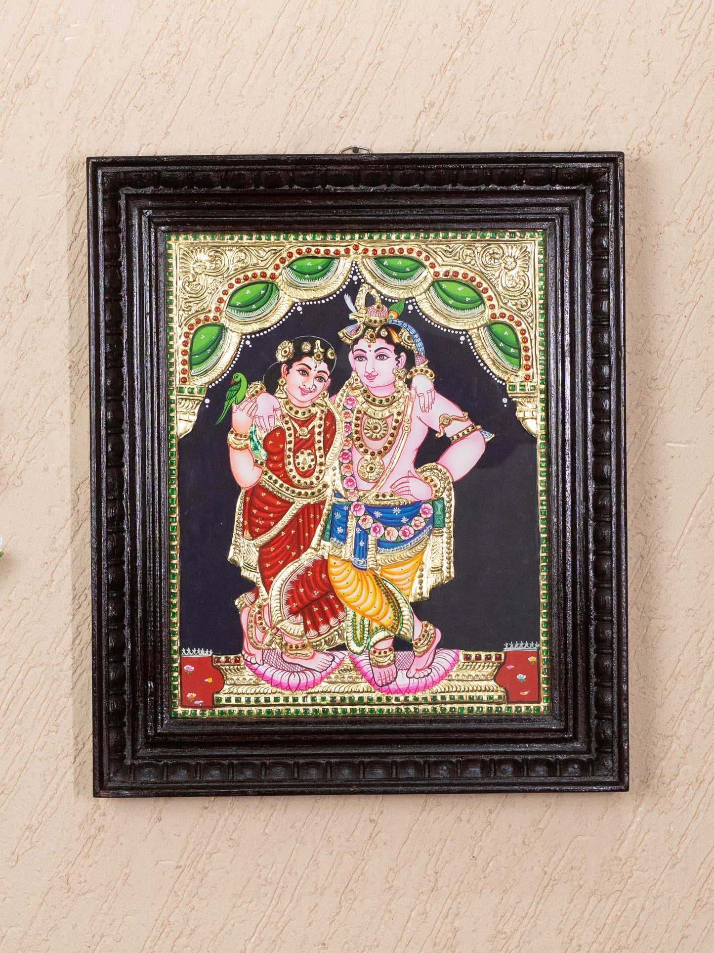 Tanjore Painting - Radha-Krishna - Flat (Gold Foil) - 15x12 inch - WL5336