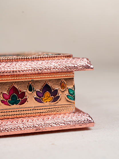 Customized - Meenakari Dry Fruit Box - Copper - 8x8 inch - WL5339