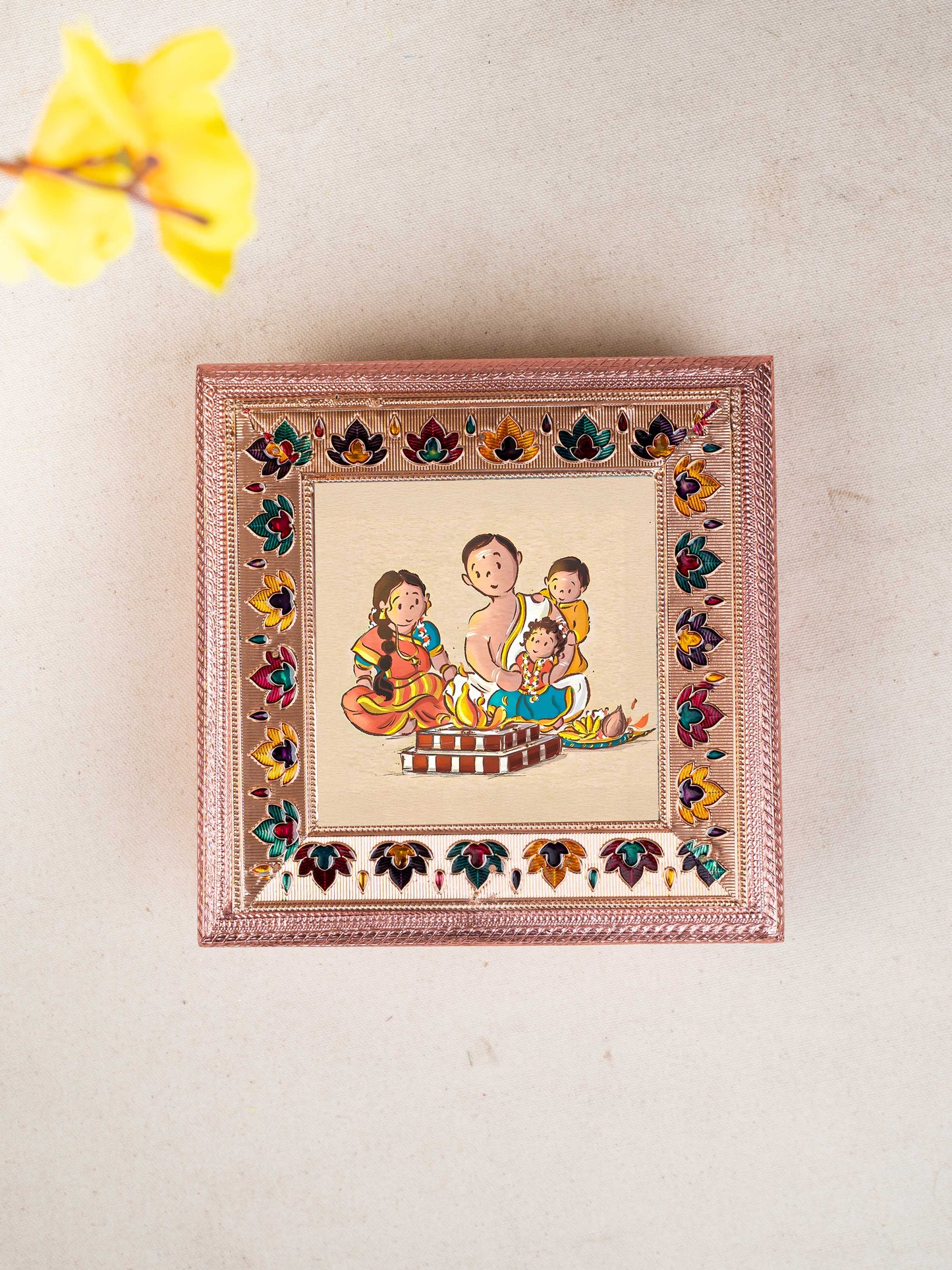 Customized - Meenakari Dry Fruit Box - Copper - 8x8 inch - WL5339