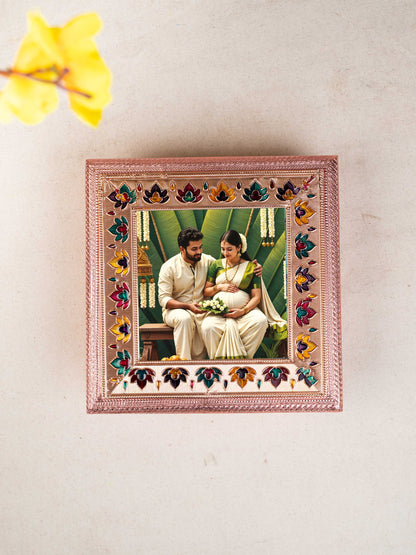 Customized - Meenakari Dry Fruit Box - Copper - 8x8 inch - WL5339