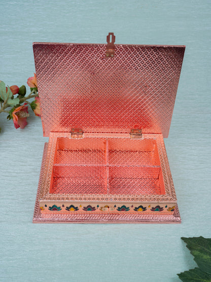 Customized - Meenakari Dry Fruit Box - 9x6 inch - Copper - WL5340