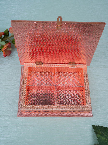 Customized - Meenakari Dry Fruit Box - 9x6 inch - Copper - WL5340