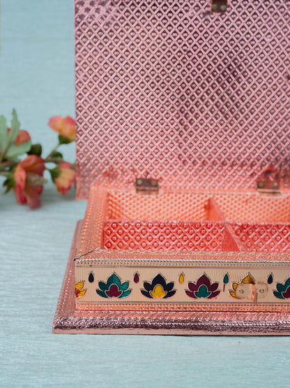 Customized - Meenakari Dry Fruit Box - 9x6 inch - Copper - WL5340