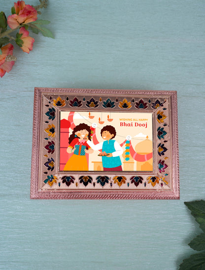 Customized - Meenakari Dry Fruit Box - 9x6 inch - Copper - WL5340