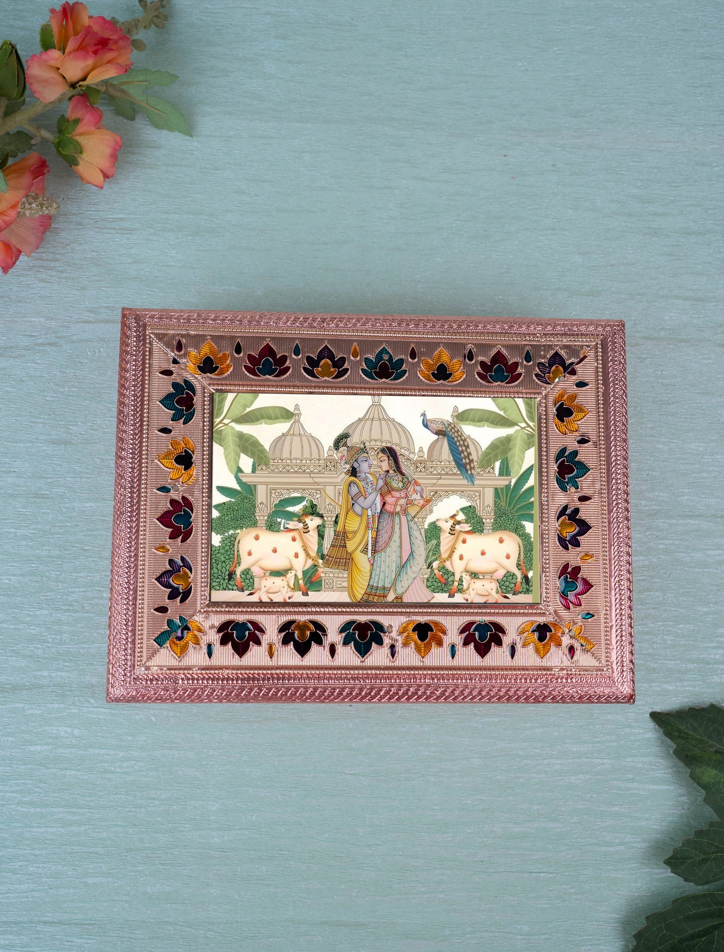 Customized - Meenakari Dry Fruit Box - 9x6 inch - Copper - WL5340