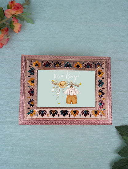 Customized - Meenakari Dry Fruit Box - 9x6 inch - Copper - WL5340