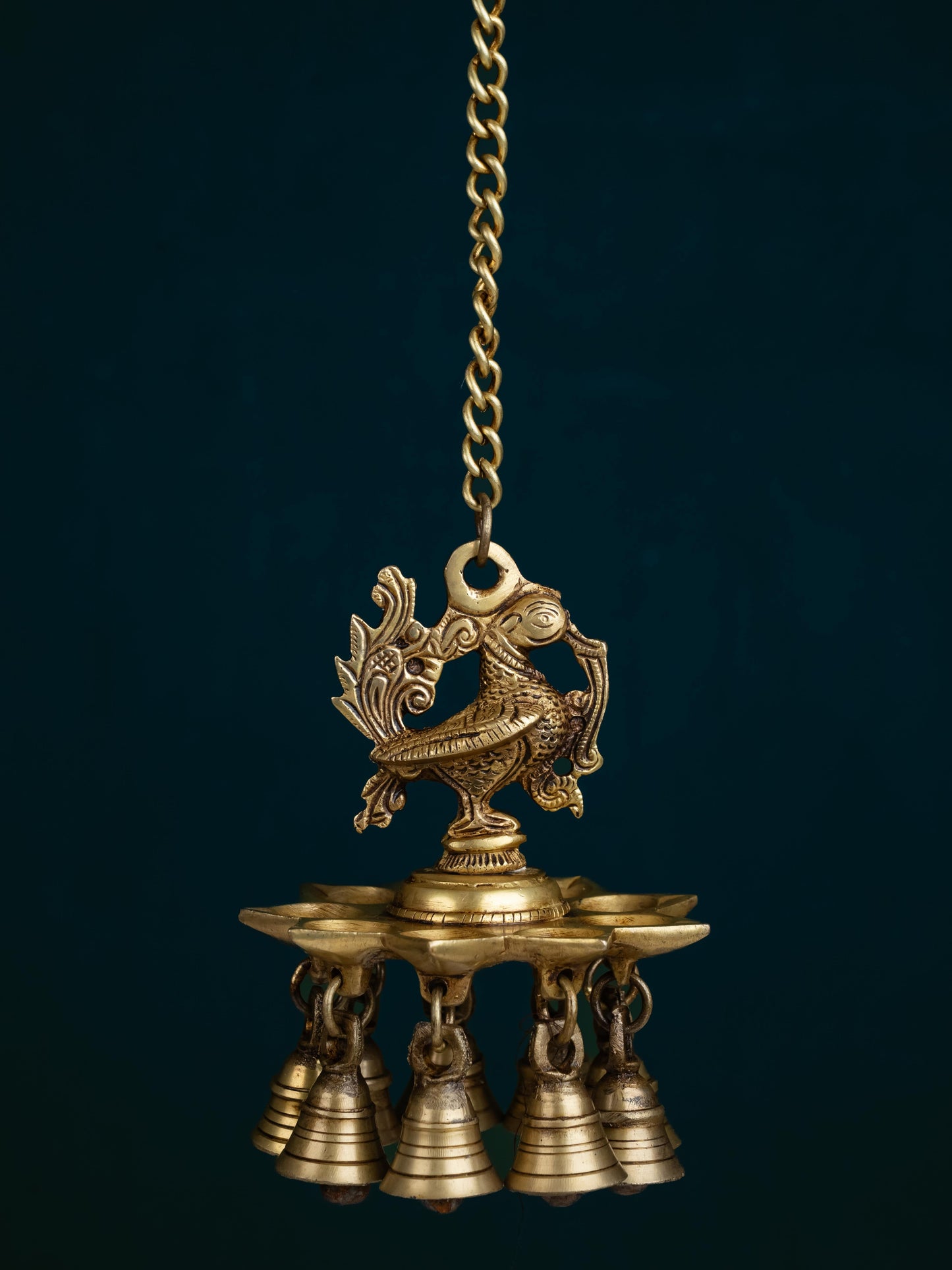 Brass Annapakshi Diya with Bells - 20 inch - WL5355
