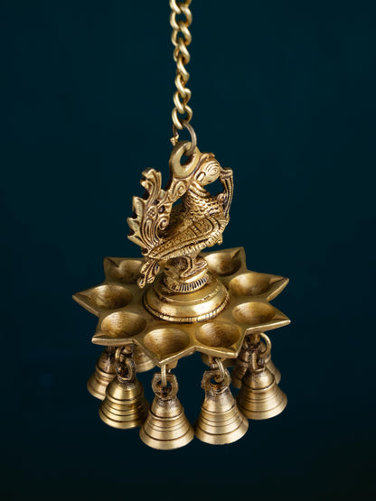 Brass Annapakshi Diya with Bells - 20 inch - WL5355
