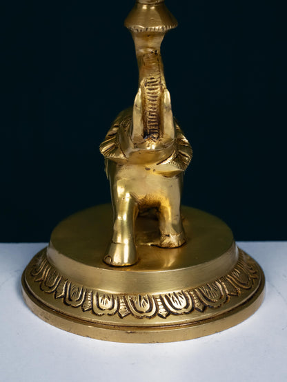 Brass Elephant with Urli - 9 inch - WL5356