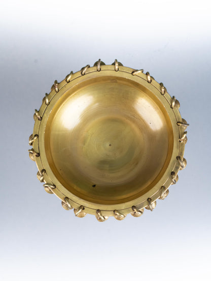 Brass Elephant with Urli - 9 inch - WL5356
