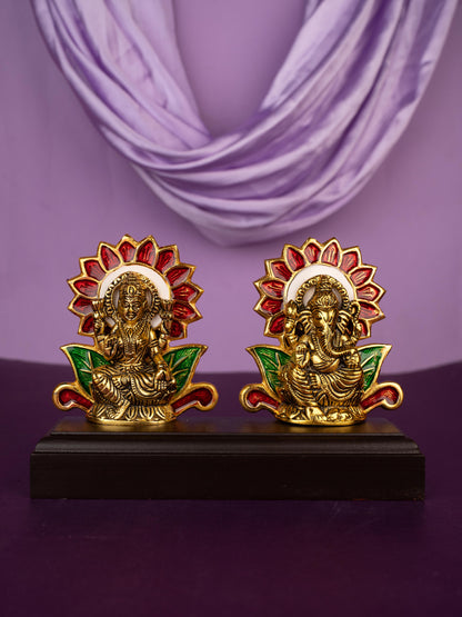 White Metal Lakshmi Ganesha Idol - WL5363